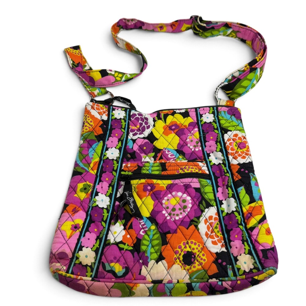 Vera Bradley On the Go Crossbody Bag Va Va Bloom Floral Quilted Cotton Hobo